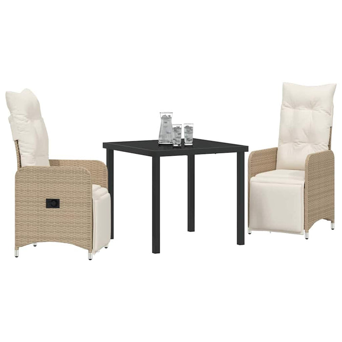 Set de masă pentru grădină cu pernă 3 pcs Bej Rattan poli - WALTI WALTI