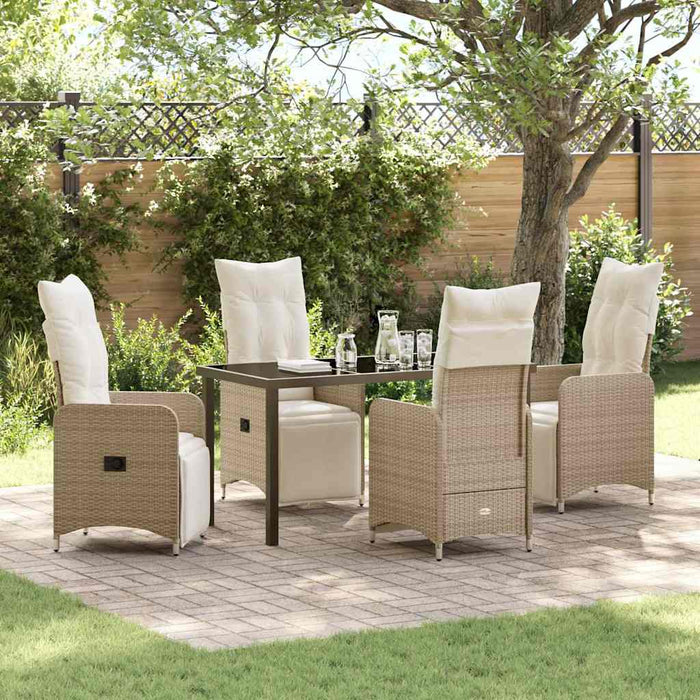 Set de masă pentru grădină cu pernă 5 pcs Bej Rattan poli - WALTI WALTI