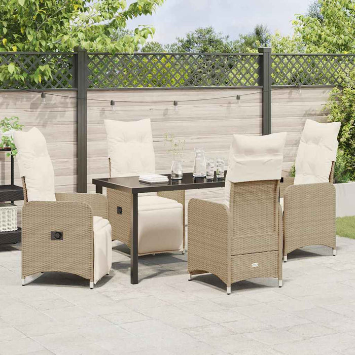 Set de masă pentru grădină cu pernă 5 pcs Bej Rattan poli - WALTI WALTI