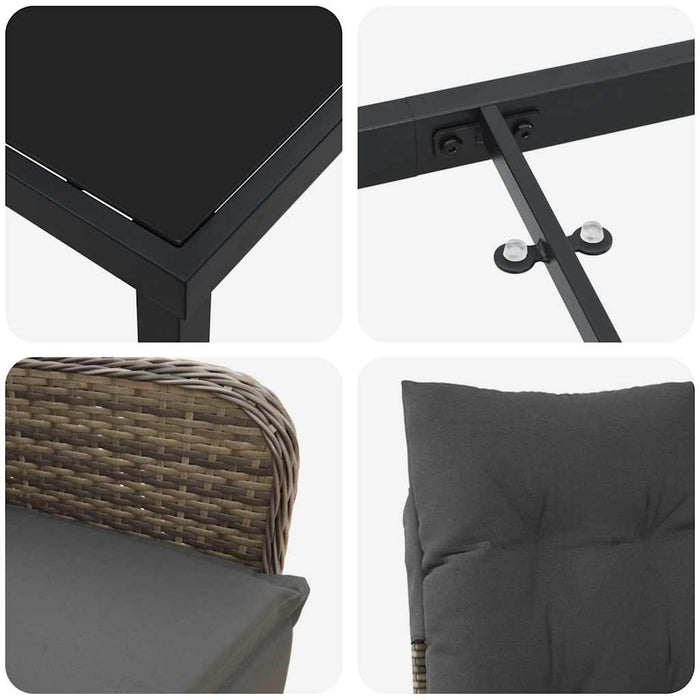 Set de masă pentru grădină cu pernă 7 pcs Bej poliratan - WALTI WALTI