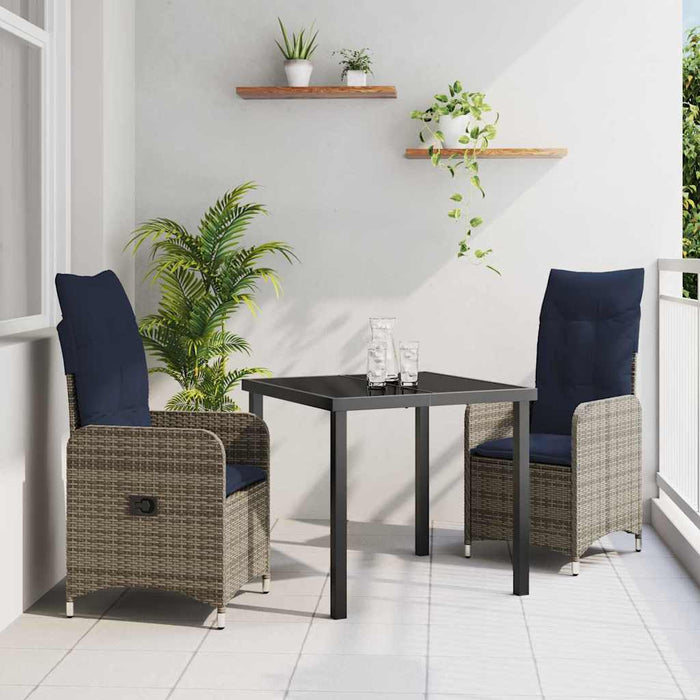 Set de masă pentru grădină 3 pcs Gri poliratan - WALTI WALTI