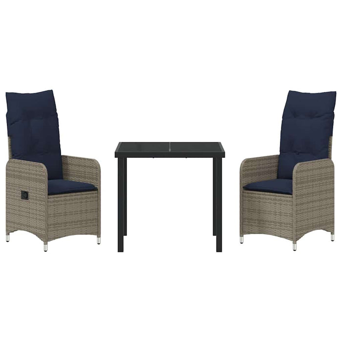 Set de masă pentru grădină 3 pcs Gri poliratan - WALTI WALTI