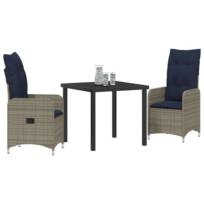 Set de masă pentru grădină 3 pcs Gri poliratan - WALTI WALTI