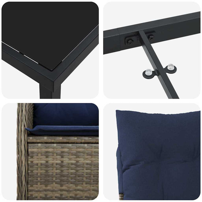 Set de masă și scaune cu pernă 5 pcs Gri Ratan PE WALTI