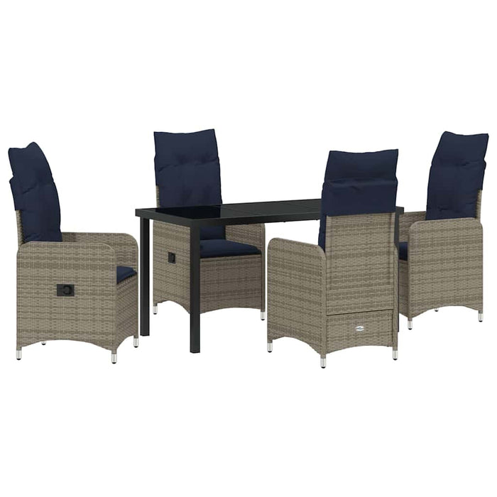 Set de masă și scaune cu pernă 5 pcs Gri Ratan PE WALTI