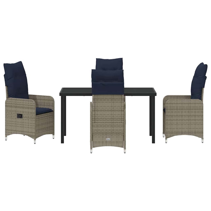 Set de masă și scaune cu pernă 5 pcs Gri Ratan PE WALTI