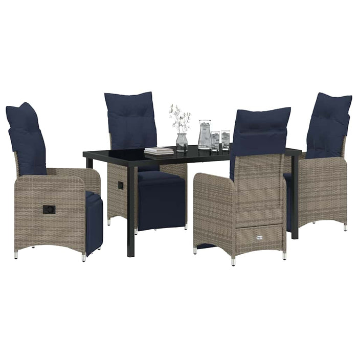 Set de masă și scaune cu pernă 5 pcs Gri Ratan PE WALTI