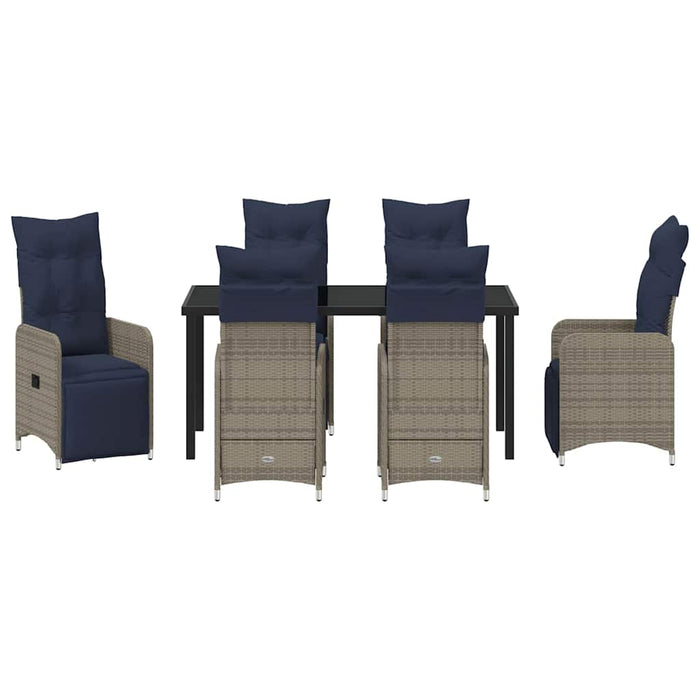 Set de masă și scaune cu pernă 7 pcs Gri Ratan PE WALTI