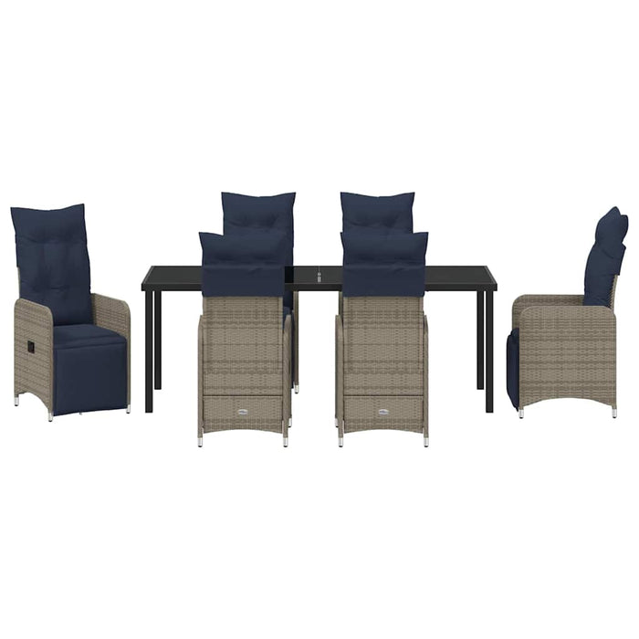 Set de masă și scaune cu pernă 7 pcs Gri Ratan PE WALTI