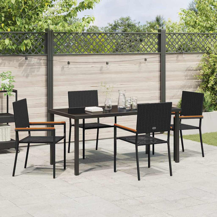 Set de masă pentru grădină cu pernă 5 pcs Negru poliratan - WALTI WALTI