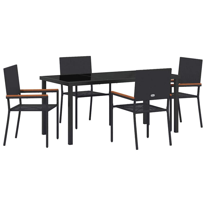 Set de masă pentru grădină cu pernă 5 pcs Negru poliratan - WALTI WALTI