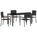 Set de masă pentru grădină cu pernă 5 pcs Negru poliratan - WALTI WALTI