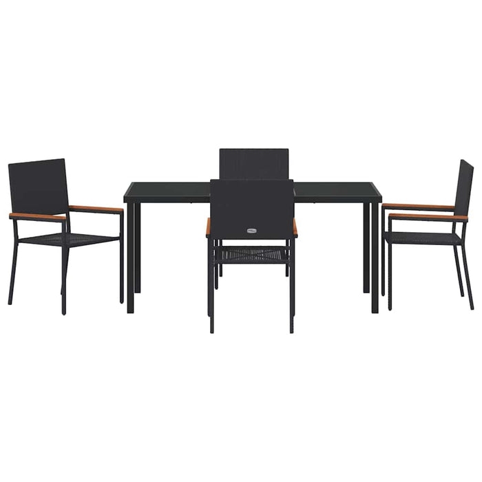 Set de masă pentru grădină cu pernă 5 pcs Negru poliratan - WALTI WALTI