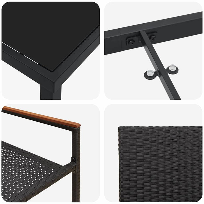 Set de masă pentru grădină cu pernă 7 pcs Negru poliratan - WALTI WALTI