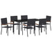 Set de masă pentru grădină cu pernă 7 pcs Negru poliratan - WALTI WALTI