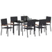 Set de masă pentru grădină cu pernă 7 pcs Negru poliratan - WALTI WALTI