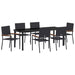 Set de masă pentru grădină cu pernă 7 pcs Negru poliratan - WALTI WALTI