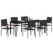 Set de masă pentru grădină cu pernă 7 pcs Negru poliratan - WALTI WALTI
