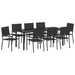 Set de masă pentru grădină cu pernă 9 pcs Negru poliratan - WALTI WALTI