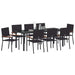 Set de masă pentru grădină cu pernă 9 pcs Negru poliratan - WALTI WALTI