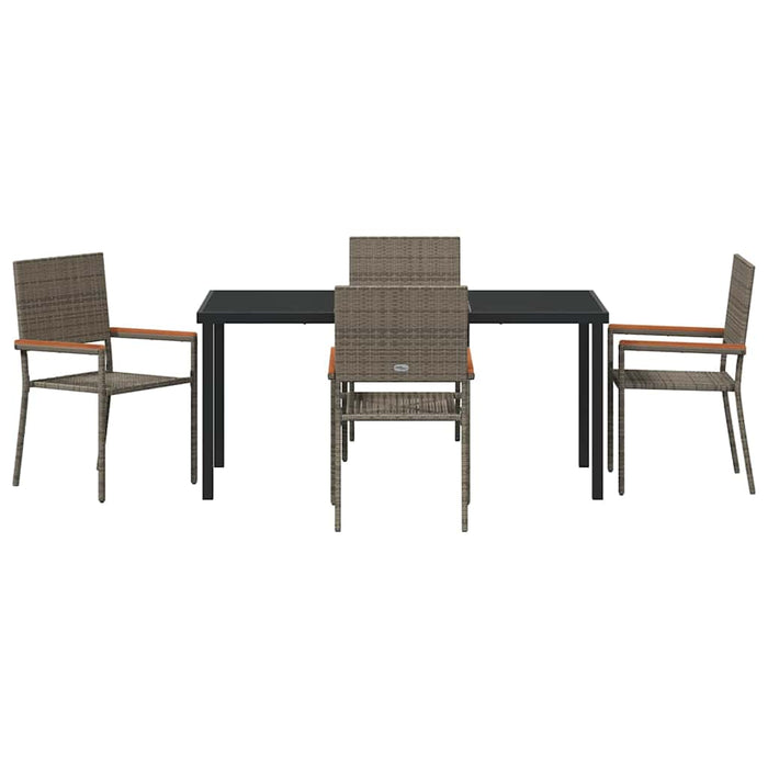 Set de masă pentru grădină cu pernă 5 pcs Gri poliratan - WALTI WALTI