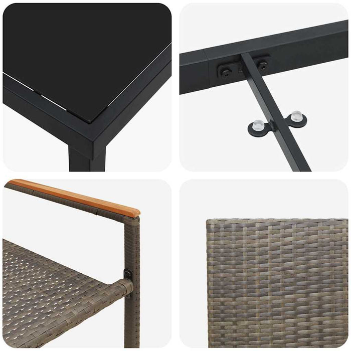 Set de masă pentru grădină cu pernă 7 pcs Gri poliratan - WALTI WALTI