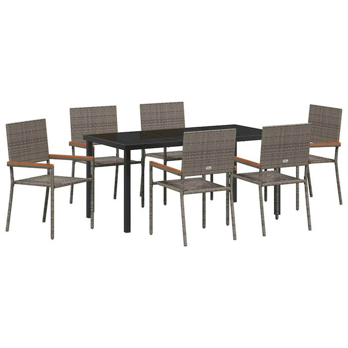 Set de masă pentru grădină cu pernă 7 pcs Gri poliratan - WALTI WALTI
