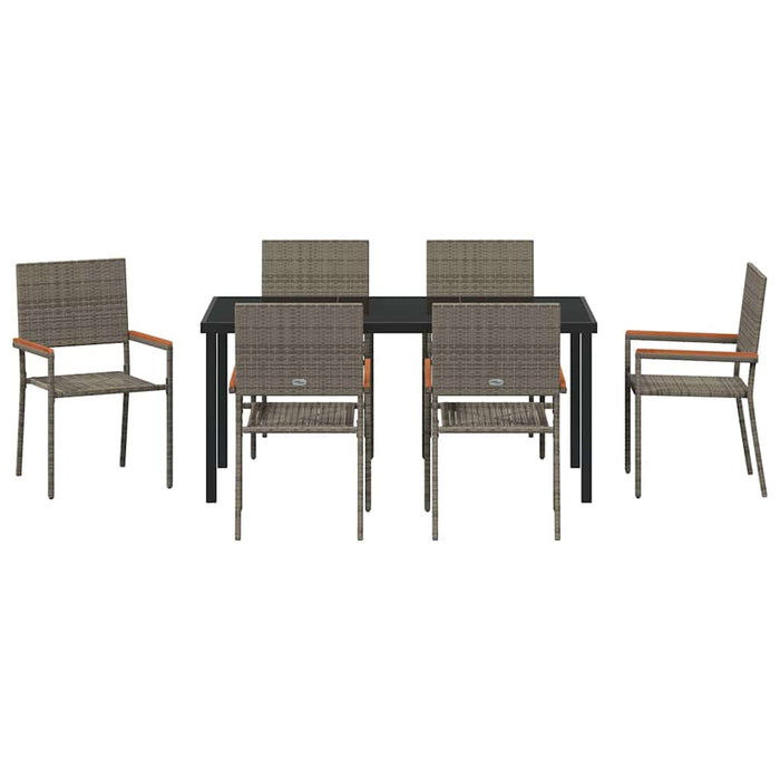 Set de masă pentru grădină cu pernă 7 pcs Gri poliratan - WALTI WALTI