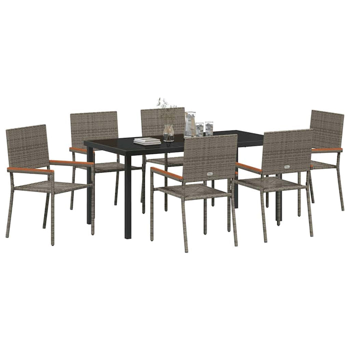 Set de masă pentru grădină cu pernă 7 pcs Gri poliratan - WALTI WALTI