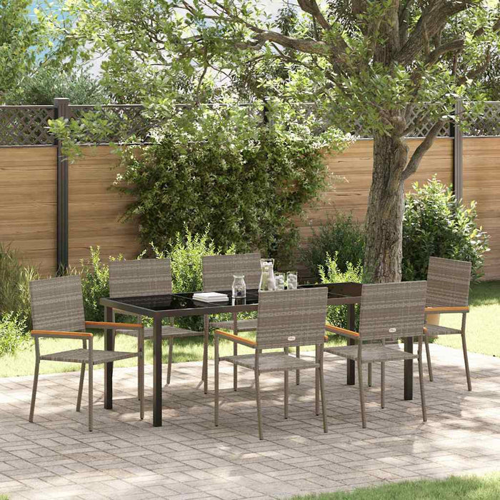 Set de masă pentru grădină cu pernă 7 pcs Gri poliratan - WALTI WALTI