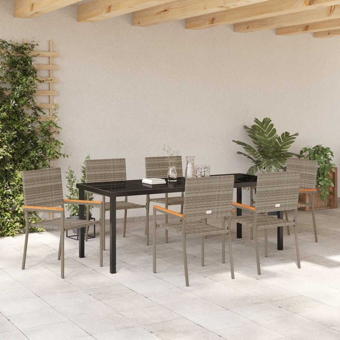 Set de masă pentru grădină cu pernă 7 pcs Gri poliratan - WALTI WALTI