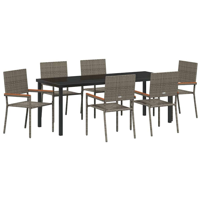 Set de masă pentru grădină cu pernă 7 pcs Gri poliratan - WALTI WALTI