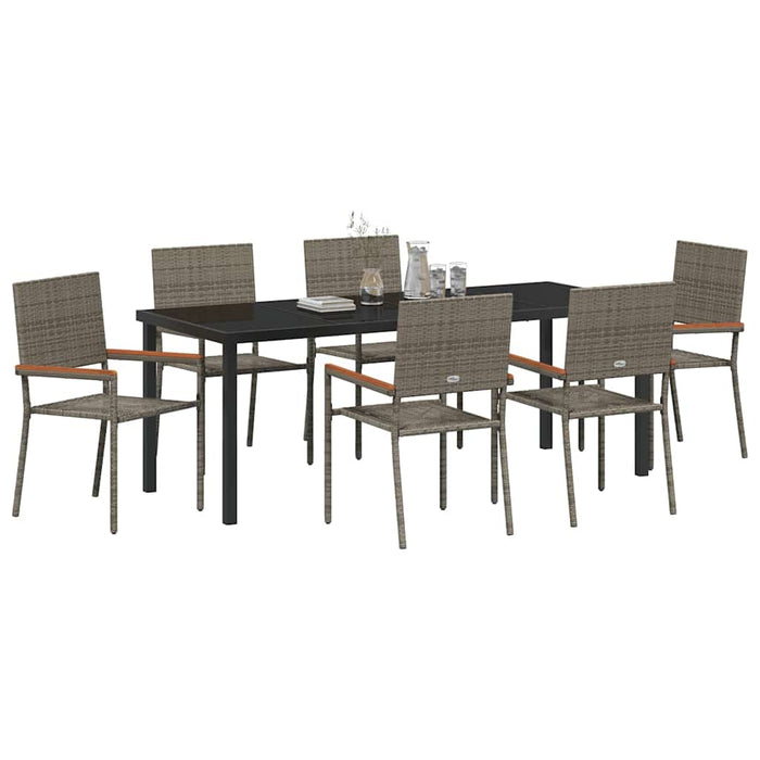 Set de masă pentru grădină cu pernă 7 pcs Gri poliratan - WALTI WALTI