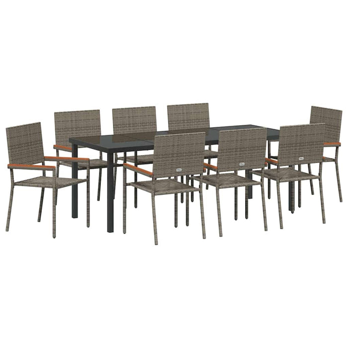 Set de masă pentru grădină cu pernă 9 pcs Gri poliratan - WALTI WALTI