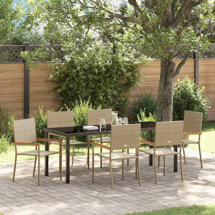 Set de masă pentru grădină cu pernă 7 pcs Bej poliratan - WALTI WALTI