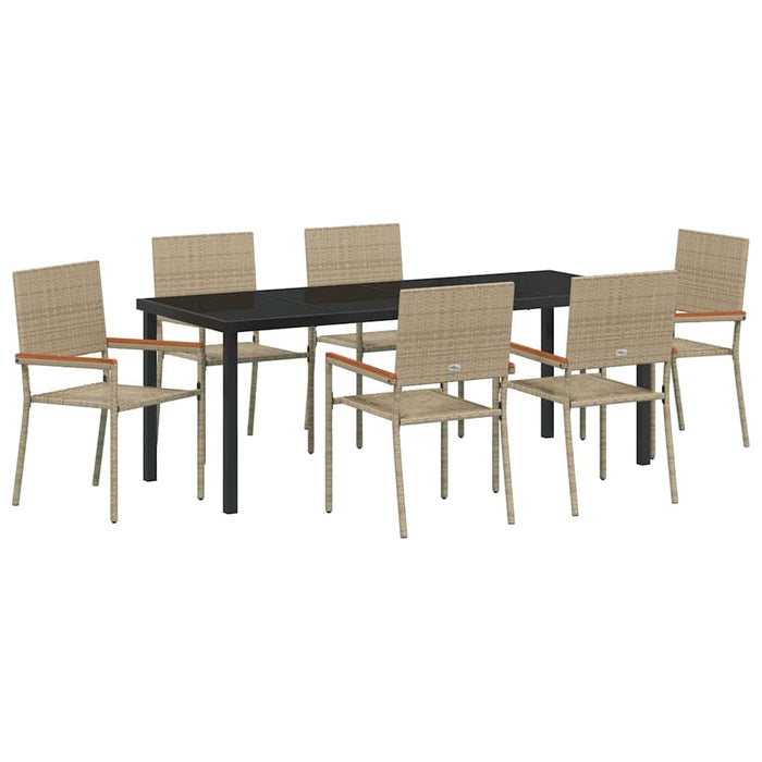 Set de masă pentru grădină cu pernă 7 pcs Bej poliratan - WALTI WALTI
