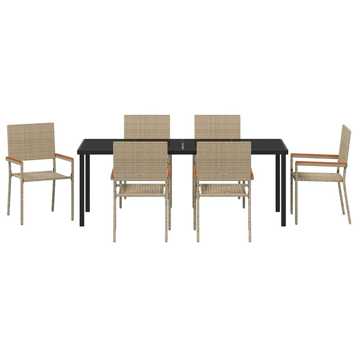 Set de masă pentru grădină cu pernă 7 pcs Bej poliratan - WALTI WALTI