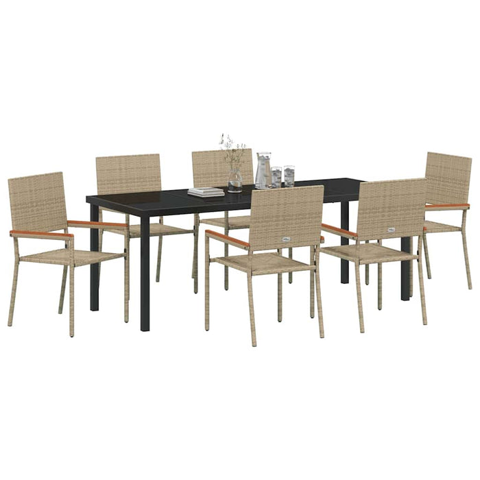 Set de masă pentru grădină cu pernă 7 pcs Bej poliratan - WALTI WALTI