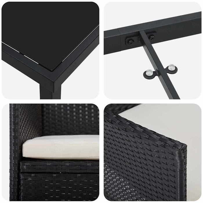 Set de mese de grădină , 3 piese, din rattan sintetic negru. - WALTI WALTI
