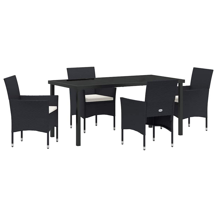 Set de masă pentru grădină cu pernă 5 pcs Negru poliratan - WALTI WALTI