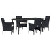 Set de masă pentru grădină cu pernă 5 pcs Negru poliratan - WALTI WALTI