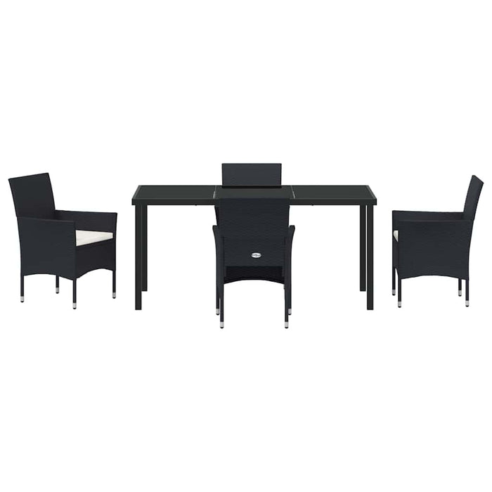 Set de masă pentru grădină cu pernă 5 pcs Negru poliratan - WALTI WALTI
