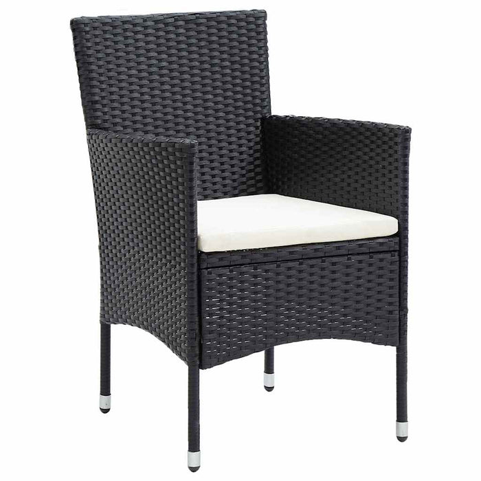 Set de masă pentru grădină cu pernă 7 pcs Negru poliratan - WALTI WALTI