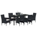 Set de masă pentru grădină cu pernă 7 pcs Negru poliratan - WALTI WALTI