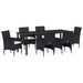 Set de masă pentru grădină cu pernă 7 pcs Negru poliratan - WALTI WALTI