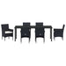 Set de masă pentru grădină cu pernă 7 pcs Negru poliratan - WALTI WALTI