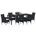 Set de masă pentru grădină cu pernă 7 pcs Negru poliratan - WALTI WALTI
