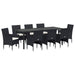 Set de masă pentru grădină cu pernă 9 pcs Negru poliratan - WALTI WALTI