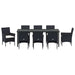 Set de masă pentru grădină cu pernă 9 pcs Negru poliratan - WALTI WALTI