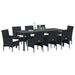 Set de masă pentru grădină cu pernă 9 pcs Negru poliratan - WALTI WALTI